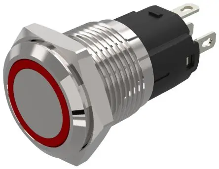 EAO 82 Beleuchtete Drucktaste Rot Beleuchtet Tastend Panel Ø 16 mm, 1-poliger Umschalter / 3A 12 V dc 12 V ac, IP65,