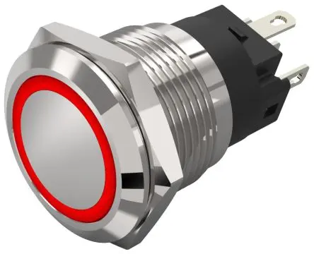 Produktfoto 1 von EAO 82 Beleuchtete Drucktaste Rot Beleuchtet Rastend Panel Ø 19 mm, 1-poliger Umschalter / 3A 240 V dc 240 V ac, IP65,