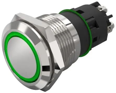 EAO 82 Beleuchtete Drucktaste Grün Beleuchtet Rastend Panel Ø 19 mm, 1-poliger Umschalter / 3A 240 V dc 240 V ac, IP65,