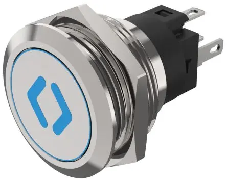 Produktfoto 1 von EAO 82 Beleuchtete Drucktaste Blau Beleuchtet Tastend Panel Ø 22 mm, 1-poliger Umschalter / 3A 240 V dc 240 V ac, IP65,