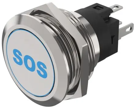 Produktfoto 1 von EAO 82 Beleuchtete Drucktaste Blau Beleuchtet Tastend Panel Ø 22 mm, 1-poliger Umschalter / 3A 240 V dc 240 V ac, IP65,