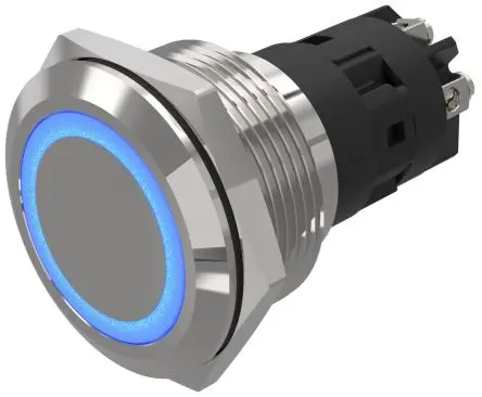 EAO 82 Beleuchtete Drucktaste Blau Beleuchtet Rastend Panel Ø 22 mm, 1-poliger Umschalter / 3A 240 V dc 240 V ac, IP65,