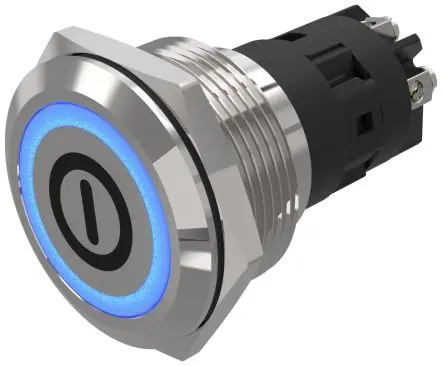 Produktfoto 1 von EAO 82 Beleuchtete Drucktaste Blau Beleuchtet Tastend Panel Ø 22 mm, 1-poliger Umschalter / 3A 240 V dc 240 V ac, IP65,