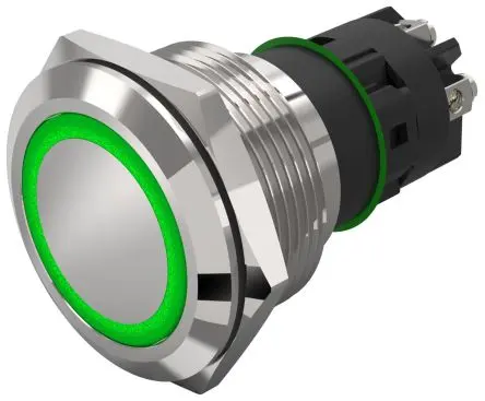 EAO 82 Beleuchtete Drucktaste Grün Beleuchtet Tastend Panel Ø 22 mm, 1-poliger Umschalter / 3A 240 V dc 240 V ac, IP65,