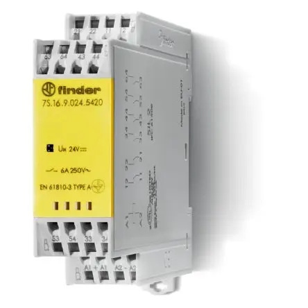 Produktfoto 1 von Finder 7S Relais ohne Verriegelung 230V ac Spule 4 Schließer, 2 Öffner DIN-Hutschiene 6A 1 W