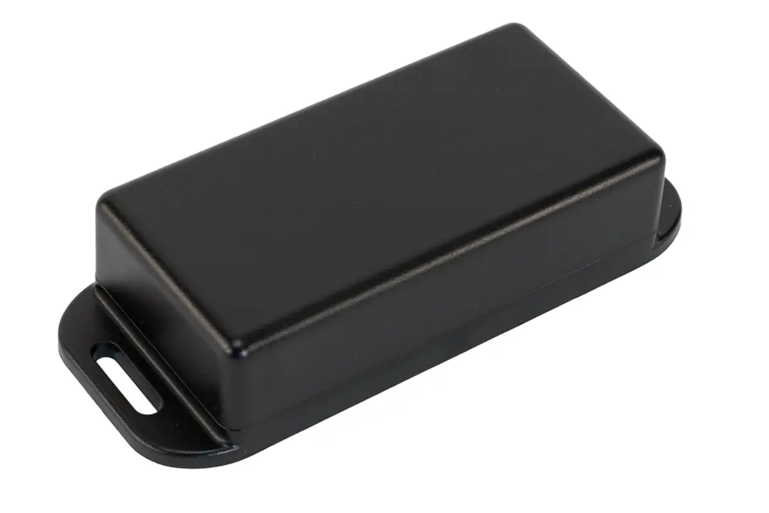 Produktfoto 1 von Hammond 1551W; Gehäuse; Polycarbonat; Schwarz Geflanscht IP68 Breite 40 mm Höhe 22 mm Länge 80 mm