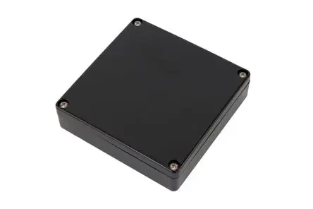 Produktfoto 1 von Hammond 1551W; Gehäuse; Polycarbonat; Grau, Schwarz IP68 Breite 80 mm Höhe 24 mm Länge 80 mm