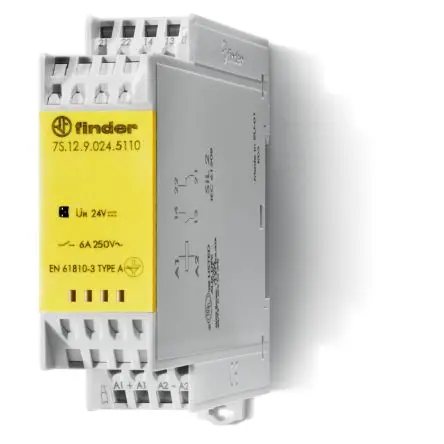 Produktfoto 1 von Finder 7S Relais ohne Verriegelung 12V dc Spule 1-poliger Umschalter DIN-Hutschiene 6A 0.7 W