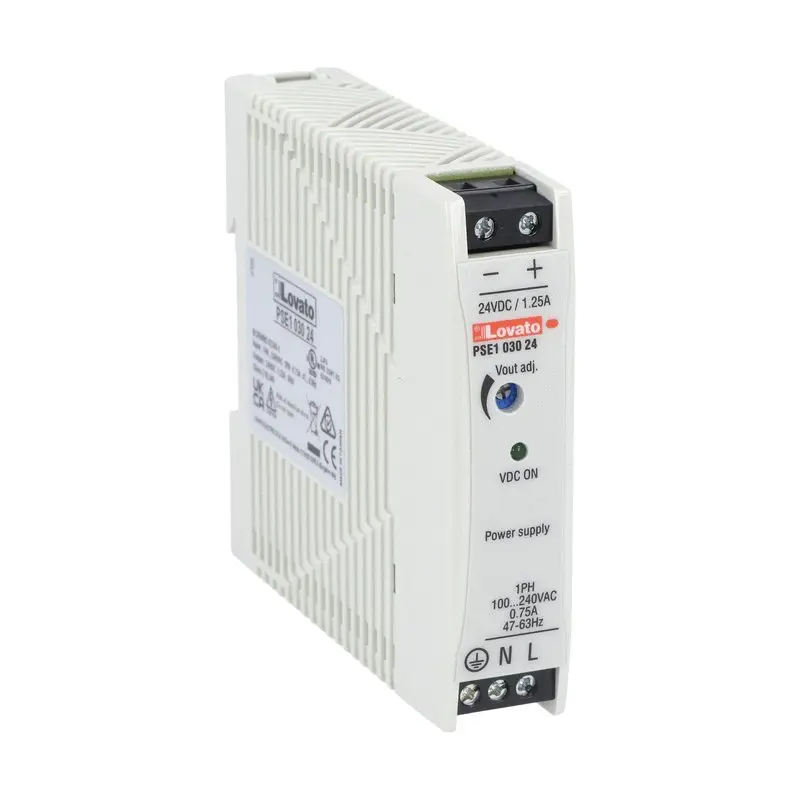 Produktfoto 1 von Lovato PSE1 DIN-Schienen Netzteil Getaktet 24V dc / 1.25A 30W 100 → 240V ac