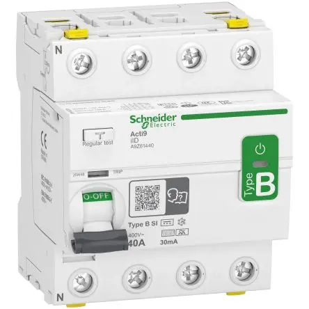 Produktfoto 1 von Schneider Electric Acti9 iID FI-Schutzschalter, 4-polig, 40A, 30 mA Typ B-SI Acti9 CCC, RoHS, IEC, REACH, VDE, EN
