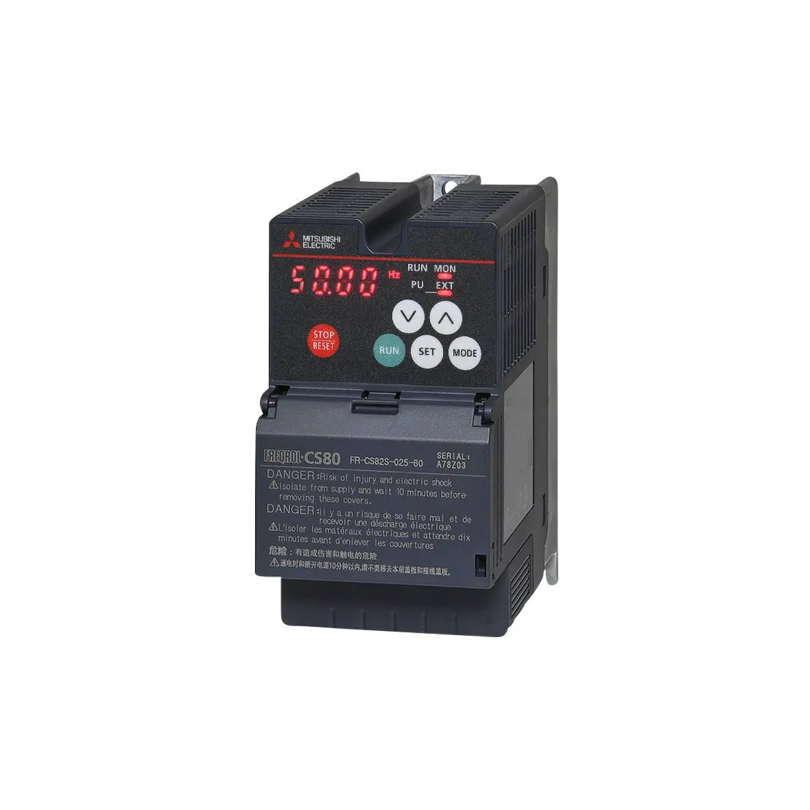 Produktfoto 1 von Mitsubishi Electric FR-CS80 1-Phasen Frequenzumrichter 0.4 kW 240 V ac 2.5 A 120Hz