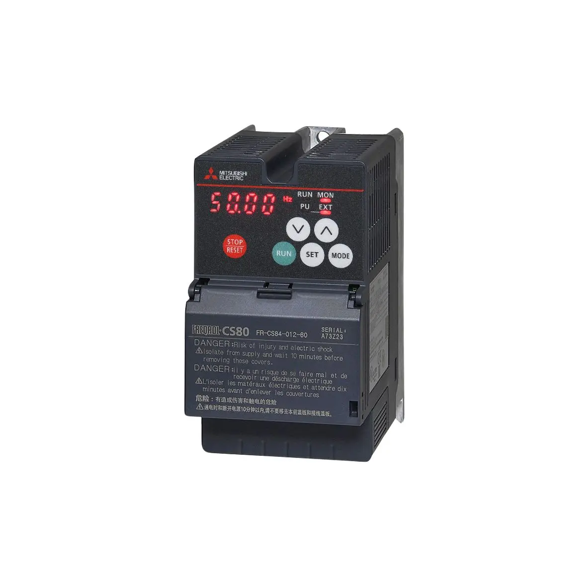 Produktfoto 1 von Mitsubishi Electric FR-CS80 3-Phasen Frequenzumrichter 0.4 kW 480 V ac 4.2 A 120Hz