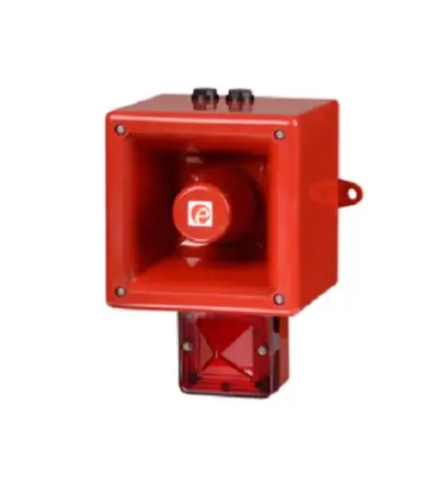 Produktfoto 1 von e2s AL112NX Xenon, Stroboskop, Filament/Warnsummer-Licht Beacon-Sounder-Kombination 24V Rot IP66 Wand / 120 dB 120 dB @