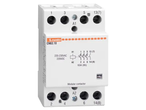 Produktfoto 1 von Lovato CN63 Schütz 230 V ac-Spule, 4-polig / 63 A 230 V ac 15 kW 3 Schließer, 1 Öffner 4-Hilfskontakte