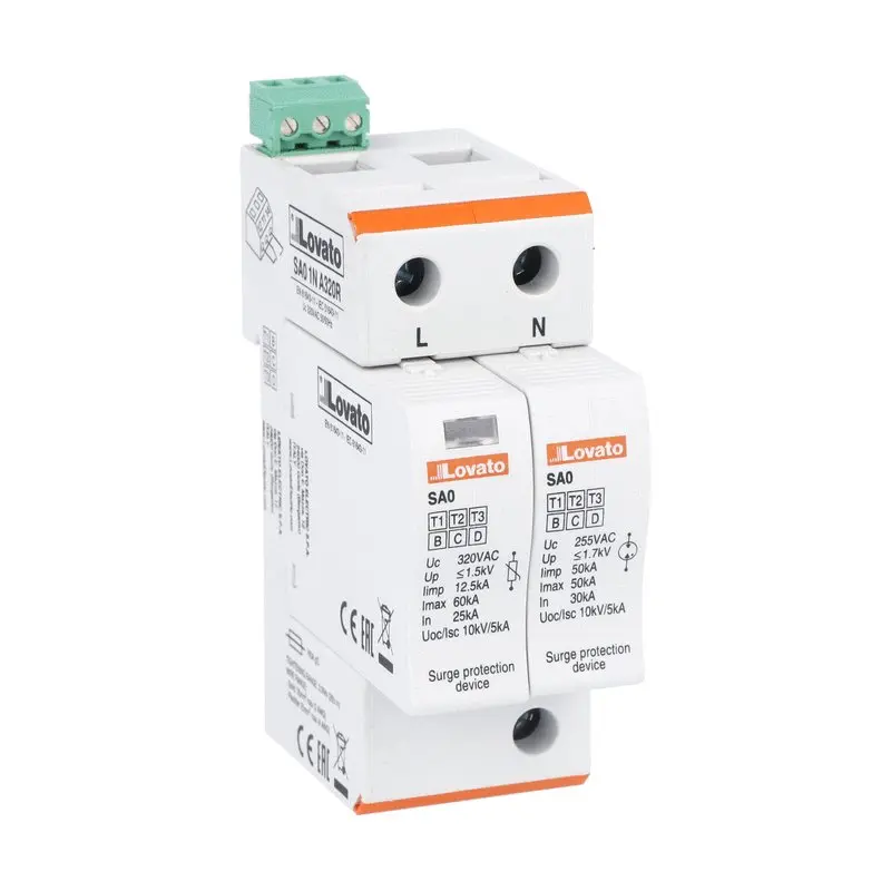 Produktfoto 1 von Lovato, Überspannungsschutz, 1-phasig, 1.7 kV 60 kA DIN-Hutschiene SA0