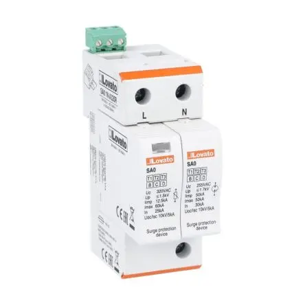 Produktfoto 1 von Lovato, Überspannungsschutz, 1-phasig, 1.7 kV 60 kA DIN-Hutschiene SA0