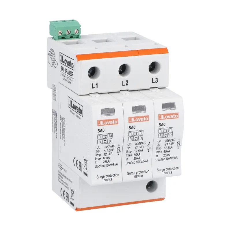 Produktfoto 1 von Lovato, Überspannungsschutz, 1-phasig, 1.5 kV 60 kA DIN-Hutschiene SA0