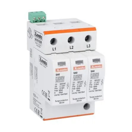 Produktfoto 1 von Lovato, Überspannungsschutz, 1-phasig, 1.5 kV 60 kA DIN-Hutschiene SA0