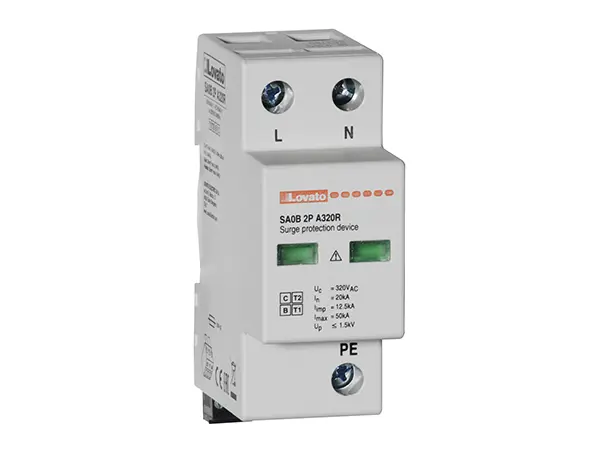 Produktfoto 1 von Lovato, Überspannungsschutz, 1-phasig, 1.5 kV 50 kA DIN-Hutschiene Monoblock SA0B