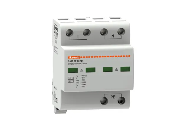 Produktfoto 1 von Lovato, Überspannungsschutz, 1-phasig, 1.4 kV 100 kA DIN-Hutschiene Monoblock SA1B