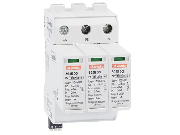 Produktfoto 1 von Lovato, Überspannungsschutz, 1-phasig, 3.8 kV 40 kA DIN-Hutschiene SG2E