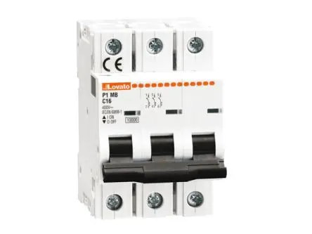 Produktfoto 1 von Lovato P1MB Miniaturüberlastschalter Typ C, Pol 3-polig 13A 400V ac, Abschaltvermögen 10 kA P1 80 V dc