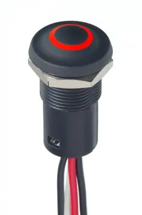 Produktfoto 1 von APEM IX Beleuchtete Drucktaste Rot Beleuchtet Tastend Panel Ø 2 x 8 mm, 1 Schließer/1 Öffner / 100mA 28 V dc, IP67,