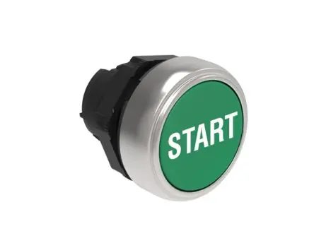 Produktfoto 1 von Lovato Platinum Drucktastenkopf Ø 29.5 mm, Grün Federrückstellung Grün, Start Glatt Polyamid, IP66
