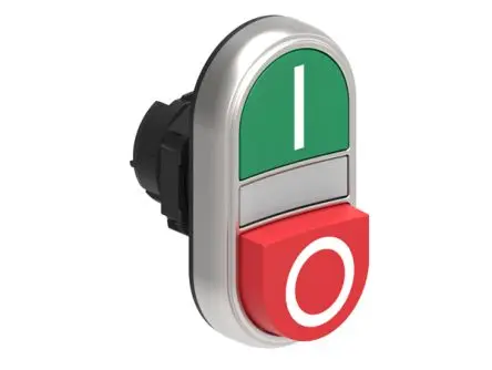 Produktfoto 1 von Lovato LPCBL72 Druckschalter Ø 22 mm, Rot, Grün Federrückstellung Doppelte Berührung Tropfen Polyamid, IP66