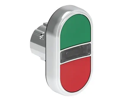 Produktfoto 1 von Lovato Platinum Druckschalter Ø 22 mm, Rot, Grün Federrückstellung Weiße Anzeige, Federrückstellung Glatt, IP66