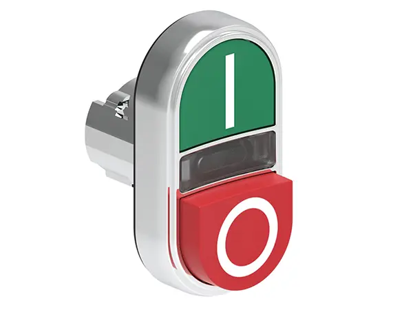 Produktfoto 1 von Lovato Platinum Drucktastenkopf Ø 22 mm, Rot, Grün Federrückstellung Glatt, IP66