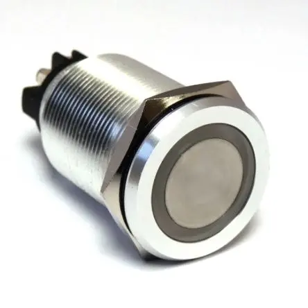 Produktfoto 1 von RS PRO SW19S Druckschalter Rot Beleuchtet Rastend Panel Ø 10 x 19.2 mm, DPST / 5A 250 V ac, IP65