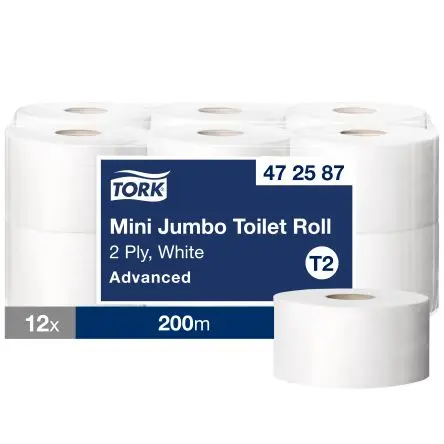 Produktfoto 1 von Tork Toilettenpapier 1000-Blatt, 12 x Rollen 2 T2 Mini Jumbo