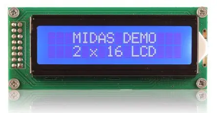 Produktfoto 1 von Midas Alphanumerische LCD-Anzeige, Alphanumerisch LED Weiß 2 x 16, Parallel Interface