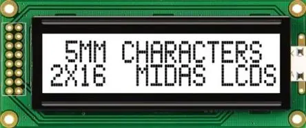 Produktfoto 1 von Midas Alphanumerische LCD-Anzeige, Alphanumerisch LED Weiß 2 x 16, Parallel Interface