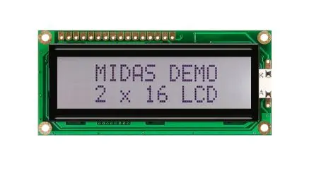 Produktfoto 1 von Midas Alphanumerische LCD-Anzeige, Alphanumerisch LED 2 x 16, Parallel Interface