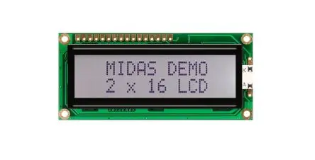Produktfoto 1 von Midas Alphanumerische LCD-Anzeige, Alphanumerisch LED 2 x 16, Parallel Interface