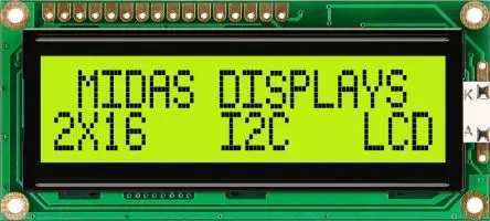 Produktfoto 1 von Midas Alphanumerische LCD-Anzeige, Alphanumerisch LED Grün, Gelb 2 x 16