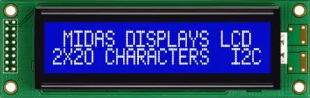 Produktfoto 1 von Midas MC22005A6W-BNMLWI-V2 Alphanumerische LCD-Anzeige, Alphanumerisch LED 2 x 20, Hintergrund Blau, Weiß