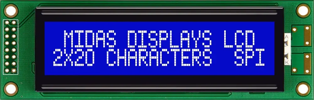 Produktfoto 1 von Midas Alphanumerische LCD-Anzeige, Alphanumerisch LED 2 x 20, SPI Interface