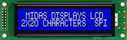 Produktfoto 1 von Midas Alphanumerische LCD-Anzeige, Alphanumerisch LED 2 x 20, SPI Interface
