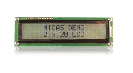Produktfoto 1 von Midas MC22008B6W Alphanumerische LCD-Anzeige, Alphanumerisch LED Weiß 2 x 20, Parallel Interface