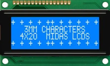 Produktfoto 1 von Midas MC42004A6WK-BNMLW-V2 Alphanumerische LCD-Anzeige, Alphanumerisch LED Weiß 4 x 20, Parallel Interface