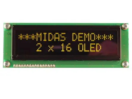 Produktfoto 1 von Midas Gelb OLED-Display 2 x 16, 98 x 21 mm COB Parallel