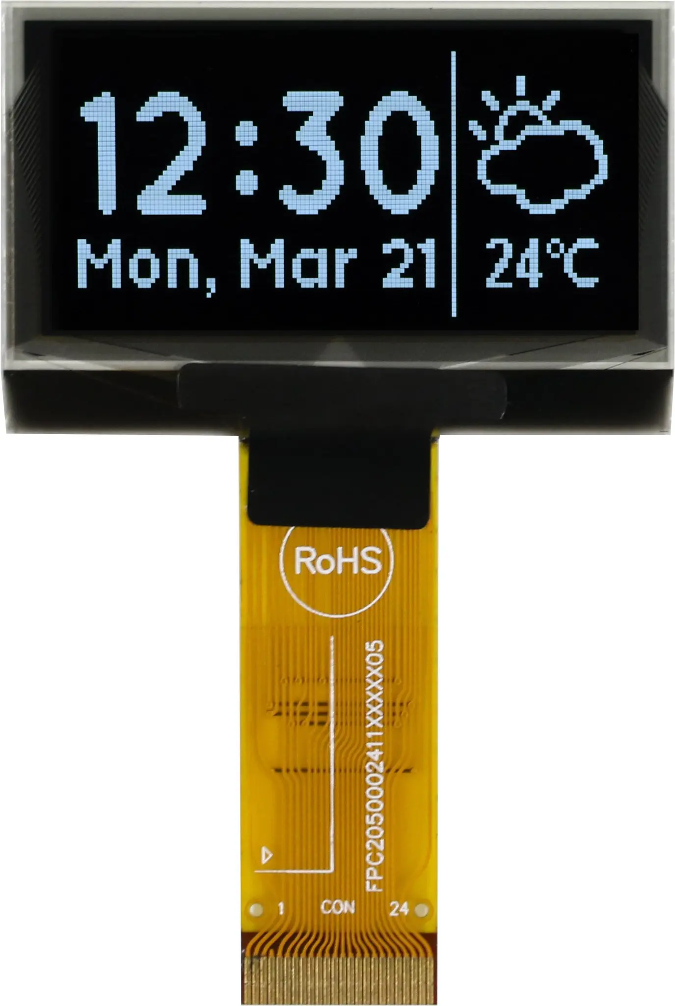 Produktfoto 1 von Midas 1.54 in Weiß OLED-Display 128 x 64 pixel, 35.05 x 17.51 mm Passiv-Matrix Stecker