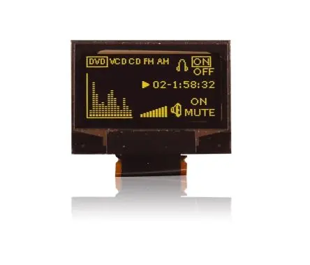 Produktfoto 1 von Midas 0.96 Zoll Gelb OLED-Display 128 x 64 Pixel, 21.738 x 10.858 mm Passiv-Matrix COT I2C, Parallel, SPI