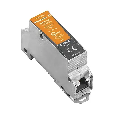 Produktfoto 1 von Weidmüller 1348 Überspannungsschutzeinheit Überspannungsableiter Cat-6 10 kA 48V, DIN-Hutschiene,
