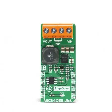 Produktfoto 1 von MikroElektronika MIC24055, MCP4921 Entwicklungsbausatz Spannungsregler, MIC24055 Click Abwärtsregler, für Router, Server
