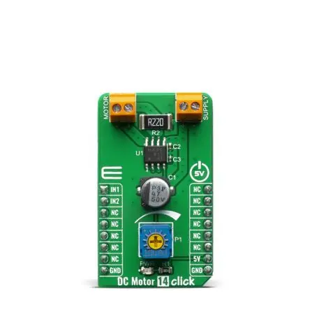 Produktfoto 1 von MikroElektronika TB67H450FNG Entwicklungswerkzeug für Motoren und Robotik, DC Motor 14 Click Treiber für