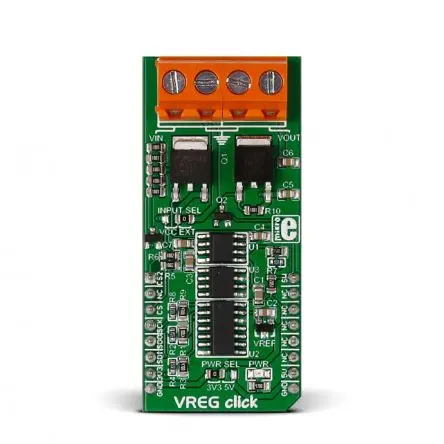 Produktfoto 1 von MikroElektronika MCP4921, LM317-M, MCP3204, ZXMP7A17K, LMx58 Entwicklungsbausatz Spannungsregler, VREG Click